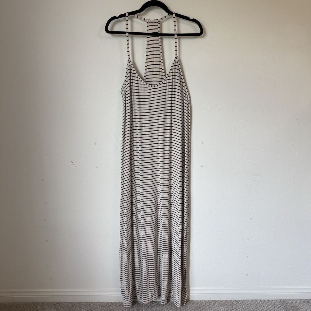 Eberjey Womens Large Striped Jersey Knit Built In Bea Maxi Dress Lounge Beachy